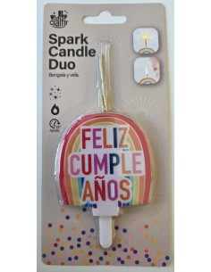 Caja Estándar Bengala + Vela DUO FELIZ CUMPLEAÑOS